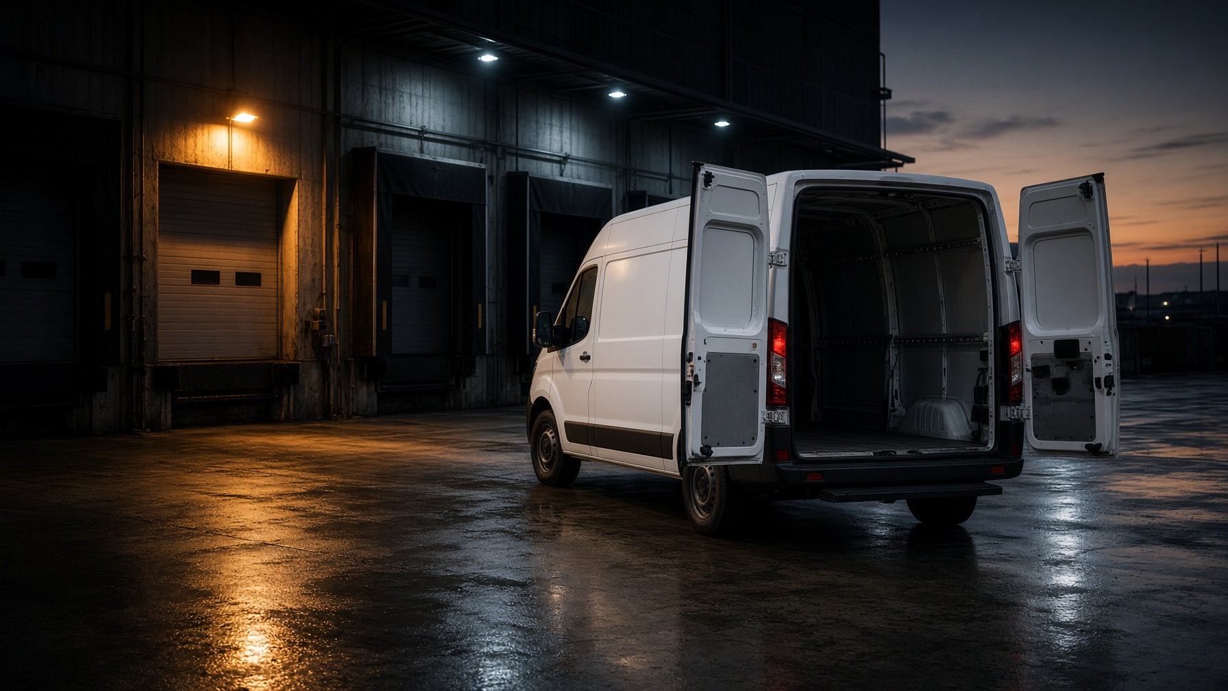 Transporter zur Beladung an einem industriellen Verladetor